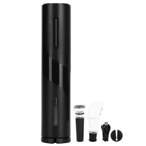 4-In-1 USB Electric Wine Opener Set Corkscrew Foil Cutter Pourer Vacuum Stopper Kit