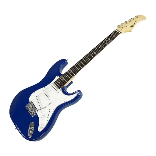 Karrera 39 Full Size Electric Guitar Blue 6-String Instrument with Whammy Bar & Adjustable Bridge