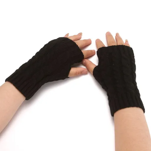 half finger gloves, men's and women's wrist protectors, exposed fingers, long autumn and winter warm acrylic gloves