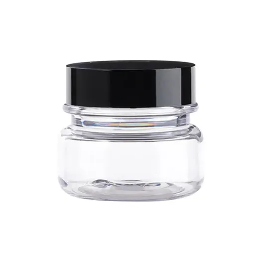 10pcs PET Plastic Cosmetic Bottles Refillable Travel Face Cream Containers - 60ml-Transparent+Black-Single