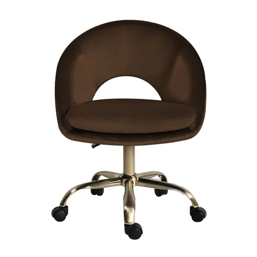 Office Desk Chair - Velvet Home Office Swivel Computer Seat COVE BROWN
