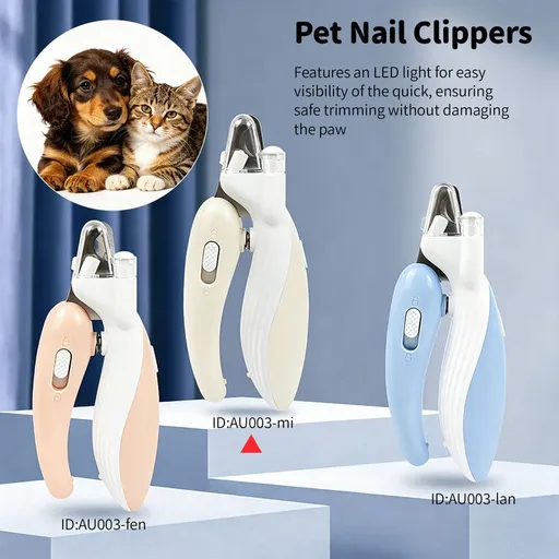 Pet Nail Clippers with Light, Splatter-Proof and Safe Grooming Tool, Universal for Cats and Dogs, LED Light for Locating the Quick - Off-White