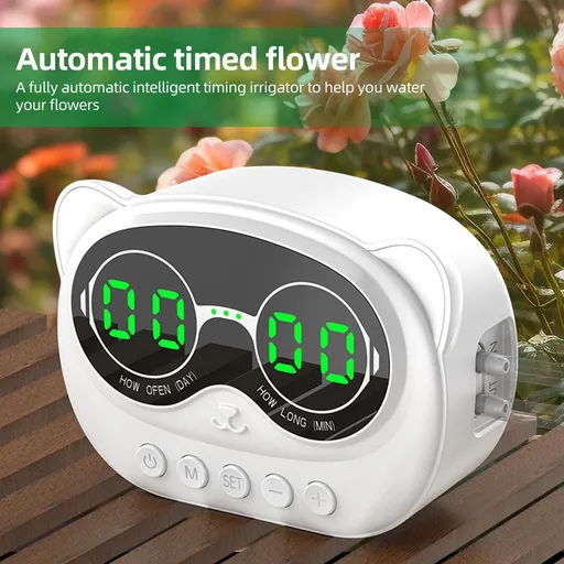 Smart Automatic Watering System Plant Waterer for 10 Potted Plants 1000ml Flow Waterproof DIY Drip Irrigation System Kit with LED Display Programmable Timer Plant Watering Device