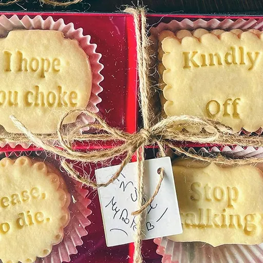 4Pcs Funny Cookie Cutters Set - Cookie Molds with Fun and Irreverent Phrases Cookie Moulds For Baking Biscuit Cutters