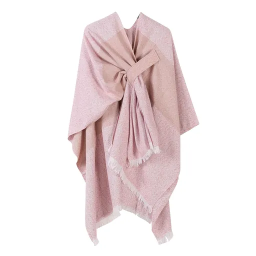 Sweet Daily Knit Wrap, Delicate Striped Trim Tie Dye Print, Pastel Pink