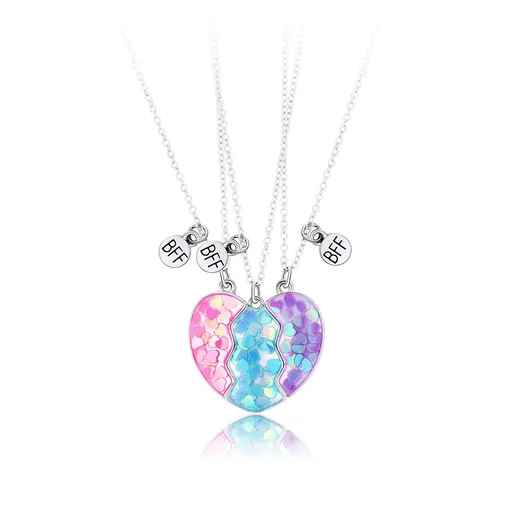 COLORFUL 2-3PCS Half Split Heart BFF Necklace Cute Avocado Cat Matching Pendant Necklace Sisters by Heart Friendship Jewelry