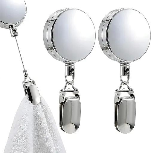 2PCS Kitchen Towel Clips, Expandable Towel Holder, Towel Grabber, Towel Clips for Bathroom, No Drill Installation, Durable Material for Kitchen and Bathroom Organization