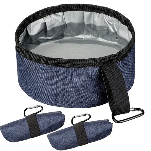 2 Pack Portable Dog Bowls Foldable Travel Dog Dish Portable Dog Water Bowl Water and Food Bowls Pet Hiking (Dark Blue, 40 oz)