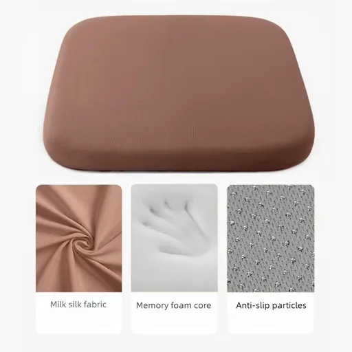 Brown Memory Foam Seat Cushion - 45 x 45 x 4.5 cm Polyester Cover, Removable Washable Cover, Portable Office Chair, Student, Dining Chair and Car Seat Pad
