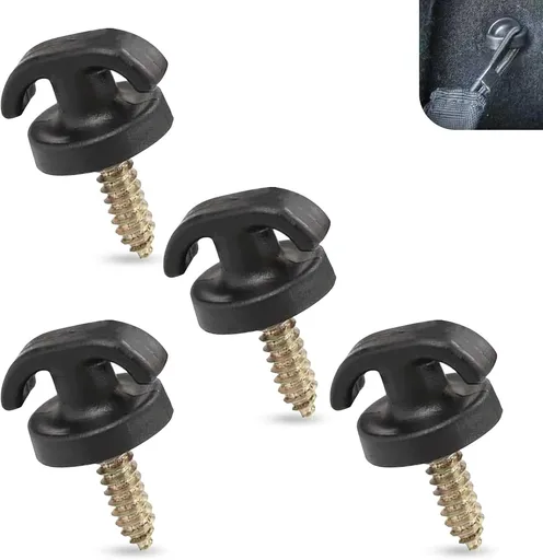 4 PCS Car Cargo Net Hooks, Multi-functional Vertical & Horizontal Trunk Organizer Hook, Rust-proof Screw-in Tie-down Fastener, Portable Storage Net Clip for Most Cars SUVs Trucks (Black)