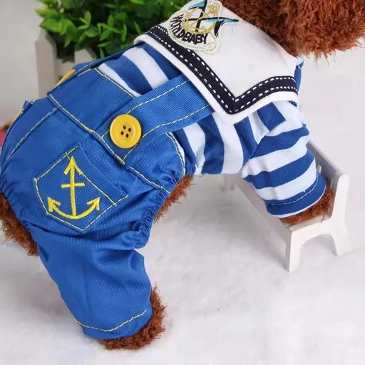 Dog Clothes, Cute Sailor Four-Legged Blue, Suitable for Small Dogs, XL