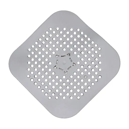 Strainers , Square Drain Cover for Shower Drain Hair Catcher Flat Silicone Plug for Bathroom and Kitchen Filter Shower Drain Flat Strainer Stopper Grey