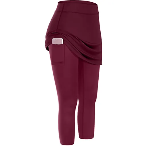 Women's High Stretch Yoga Pants Side Pocket Sports Running Fitness Casual Workout Pants - Red M