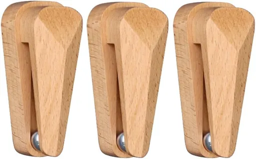 Self Adhesive Beech Wood Towel Clips with Unique Gravity Carbon Steel Ball Multifunctional No Drilling Wall Mount Towel Holder for Cupboards Kitchen Bedroom