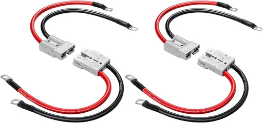 4 Pcs Battery Quick Connector with Copper Ring Compatible with Anderson 50A Winch Power Cable for Lifepo4 Battery Power Transfer Forklift Golf Carts Trailer