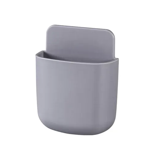 Self-adhesive Wall-mounted Storage Case - Cell Phone, Pen, Makeup Brush, Glasses, Storage Case Next to Desk, Pack of 1 (Gray)