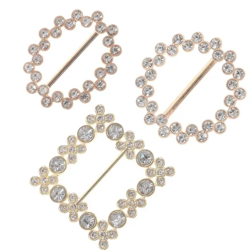 3-Piece Rhinestone Set, Elegant Golden Metal Fashion s for Women’s Accessories and Clothing