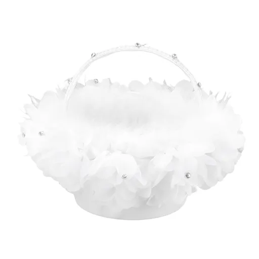 White Flower Girl Basket Petal Beads Decoration Handheld Bridesmaid Scattering Wedding Basket