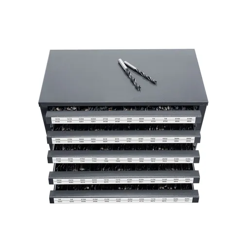 Drill Bit Dispenser Cabinet, Five-Drawer Drill Bit Organizer Cabinet for 33/64" to 63/64" Steel Drill Dispenser Organizer Cabinet with Labels, Stackable Drill Dispenser for Drill Bit Storage