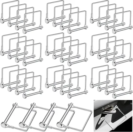 60 Pcs 1/4 Inch Diameter x 2-3/4 Inch Long Safety Locking Pin, Heavy Duty Metal Shaft Wire Pin for Trailer Hitch, Coupler, Wagons, Towing, Farm Lawn Garden Applications