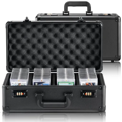 Graded Card Storage Box 4 Slot Lockable Carrying Case with Foam Dividers for PSA BGS SGC Sports Trading Cards Top Loaders Loose Cards