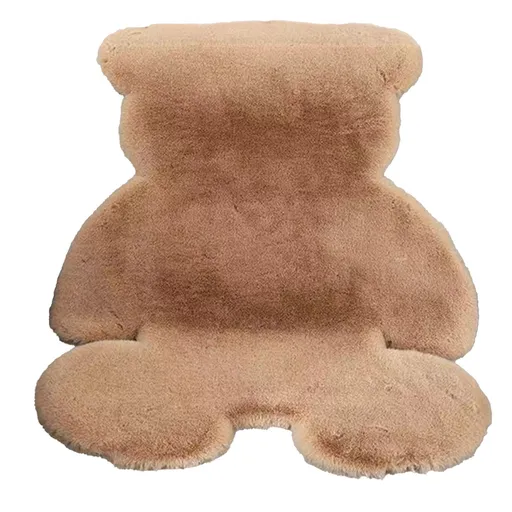Cute Bedroom Rug Soft Bear Shaped Shaggy Floor Mat for Kids Teen Girls Room Floor Living Room Khaki 45x60