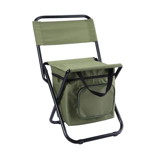 Outdoor three in one leisure camping and fishing chairs Fishing Chair with Cooler Bag Foldable Compact Fishing Stool,Green