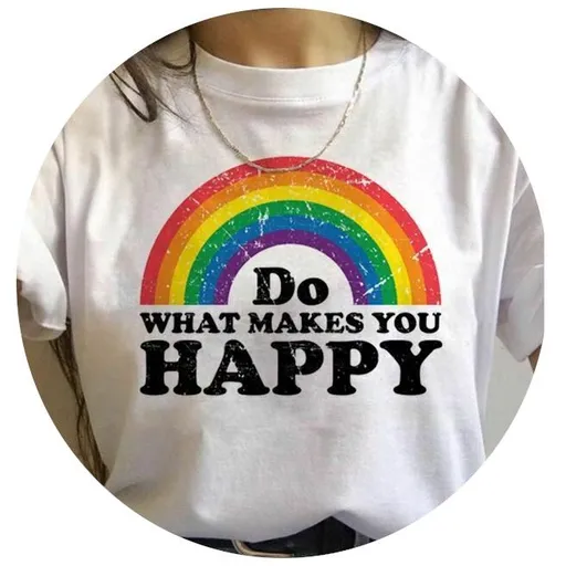 House Of Dasein 17 Designs Gay Pride Rainbow Harajuku Shirts For Women - Rainbow - S - Do What Makes You Happy