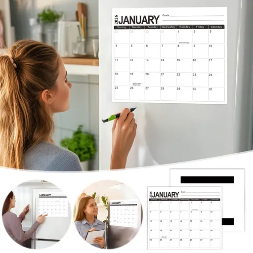 Magnetic Refrigerator Calendar, 12 x 10 in 18 Month Monthly Planner from January 2026 to June 2027, Style C, for Everyday Home Use