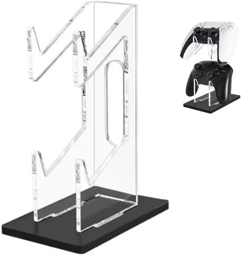 Universal Dual Game Controller Holder Desk Stand for PS4 PS5 Xbox ONE Switch, Perfect Display and Organization, Gaming Controller Accessories(Transparent Acrylic) (2T/Black)