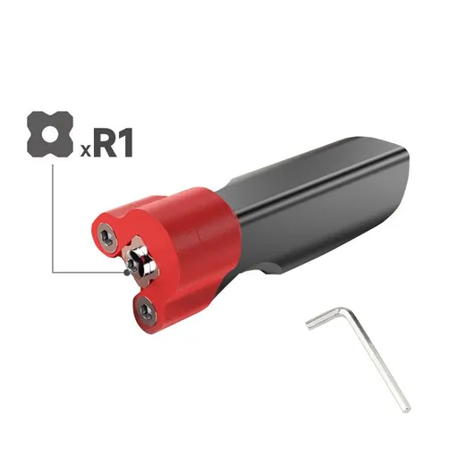 Woodworking Trimming Chamfer Tool with Tungsten Carbide Four-Blade Insert for Edge Banding, Plywood, and Board Edge Chamfering in Furniture Making and DIY Projects (Standard with R1 Blade)