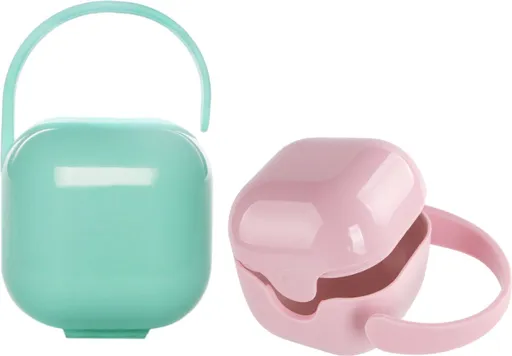 Pacifier Storage Container - Pacifier Box - Easy to Take Anywhere - Pacifier Carrier Bag - Pacifier Storage Box - Pacifier Storage Boxes - Green+Pink - 2 Pieces