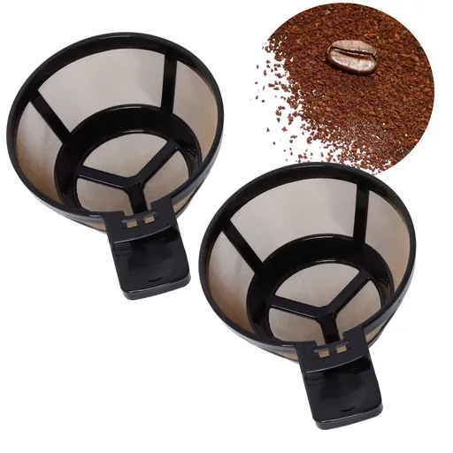4pc Reusable Single Serve Brew Coffee Basket Scoop,Gold Coffee Filters Replacement Compatible with Coffee Makers Accessories