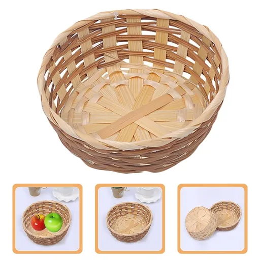 5-Pack Woven Desktop Baskets for Dried Fruit, Bread, and Storage - Multipurpose Organizer Set