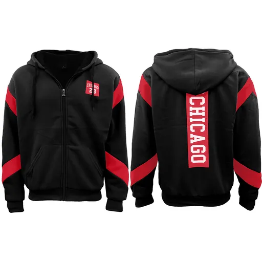 Mens Fleece Sherpa Fur Hooded Thick Winter Jacket Chicago 23 Michael Jordan Coat, Black, L
