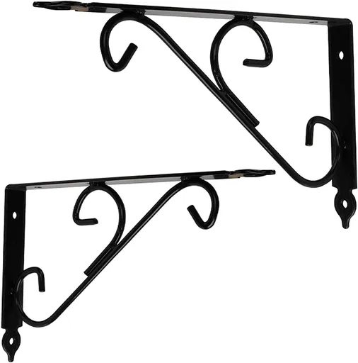 2 Packs Shelf Bracket,90 Degree Angle Decorative Corner Brace Wall Mounted Shelf Supporter,Floating Shelf Bracket（Black 150x115mm)