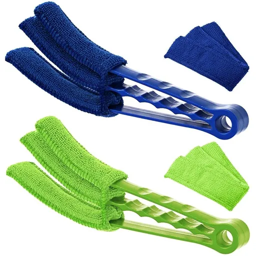 Microfiber Blind Duster, Set of 2 Cleaner Brush for Window Shutters Vent Air Conditioner, with 2 Extra Microfiber Sleeves