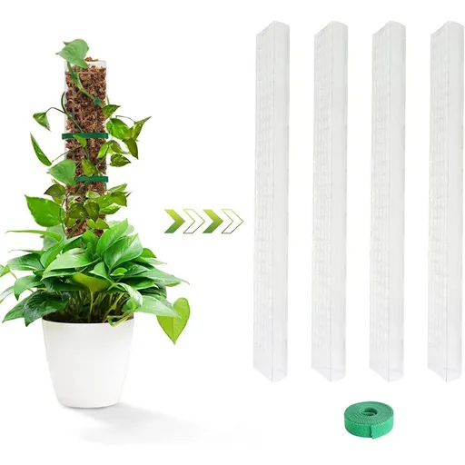 4 Pcs 24 Inch Plastic Moss Poles for – D-Shaped Plant Support for Climbing Vines, Compatible with Sphagnum Moss