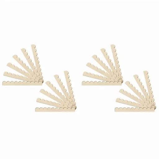 Scalloped Decorative Wood Trim Unfinished Scalloped Edge Wooden Molding Cute DIY Moulding Trims for Cabinet Window 24pcs