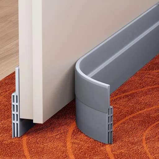 4Pack Door Draft Stopper, Door Sweep, Weather Stripping Seal Self-adhesive silicone under door draft stopper for windows and garages, blocks drafts, noise, light, dust and bugs - Gray - Size 4 Pack