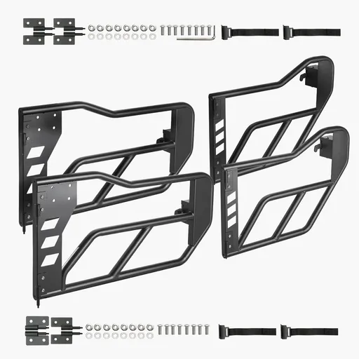Jeep Tube Doors, 4-Door, Adventure Style Jeep Tubular Door with Heavy-Duty Hinges & OE Latch, Jeep Doors with Rubber Pads & Toughened Steel Tube, Fit for 2007-2018 Jeep Wrangler JK
