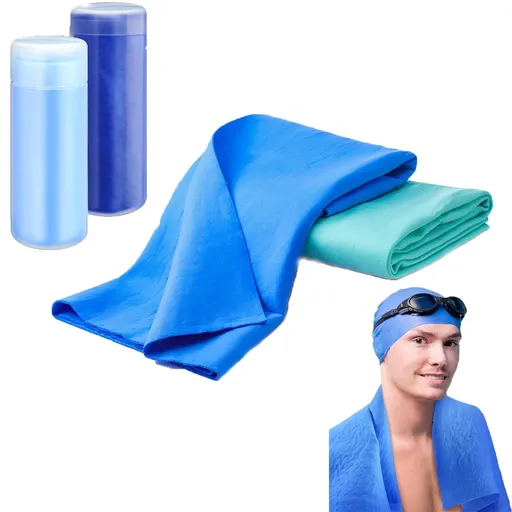 Chamois Towel Quick Dry for Swimmers,2Pcs Microfiber Shammy Towel,Lightweight Chamois Towel for Diving Triathlons,Other Water Sports Beach Shower Pool Gym Camping (13 x 17in, Blue,Green)