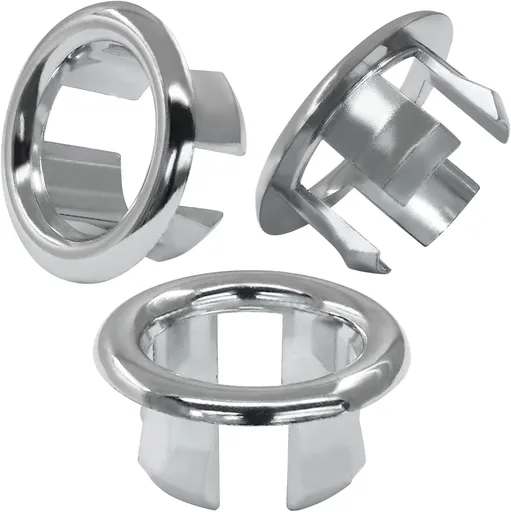 6 Pack Sink Overflow Ring Round Basin Trim Drain Cap Cover Sink Basin Trim Overflow Cover Hole Insert in Cap for Kitchen Bathroom, Chrome