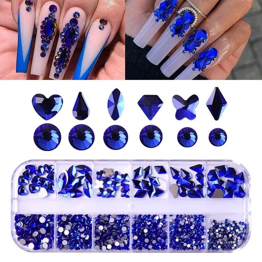 2000 flat back gemstone round crystal rhinestones in 6 sizes (1.5-6mm), with pickup tweezers and rhinestones handmade