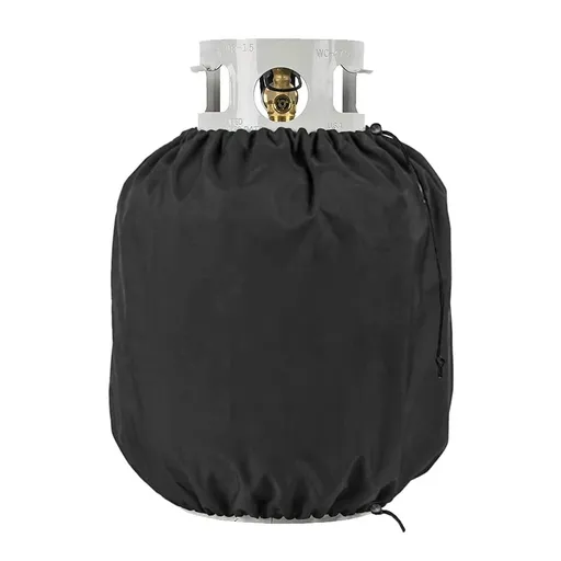 20 lb. Propane Tank Cove, 14 Dia x16.5, Weather Resistant Gas Cylinder Cover with Side Stable Tabletop Feature Waterproof UV Resistant Gas Tank Cover for Outdoor Grill Accessories, Black