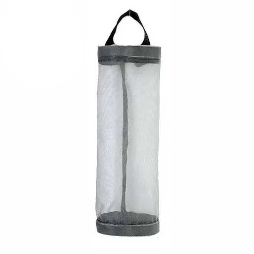 Hanging Mesh Bag Organizer Dispenser for Plastic or Trash Bags Storage Holder - Grey