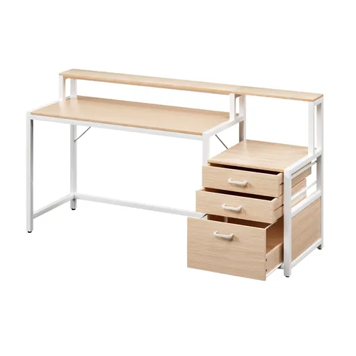Artiss Computer Desk Home Office Study Table Desks w/Drawers Open Shelf Oak 160CM