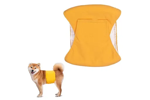Washable Dog Diaper Water-resistant Puppy Nappy Belly Wrap for Male Dogs Reusable Dog Belly Bands Male Puppy Nappies Wrap Yellow - M