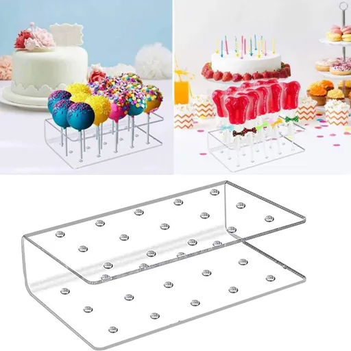 Acrylic Cake Pop Stand, Clear 15 Hole Lollipop Display Holder for Desserts Parties Weddings and Candy Tables, 6.2 x 3.5 x 1.5 in