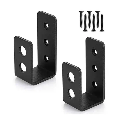 Barricade Brackets - Kick Proof Up, Install in Minutes -(2pc) Thick 4mm Iron Metal U Bracket - Gate Bar Holder for Indoor